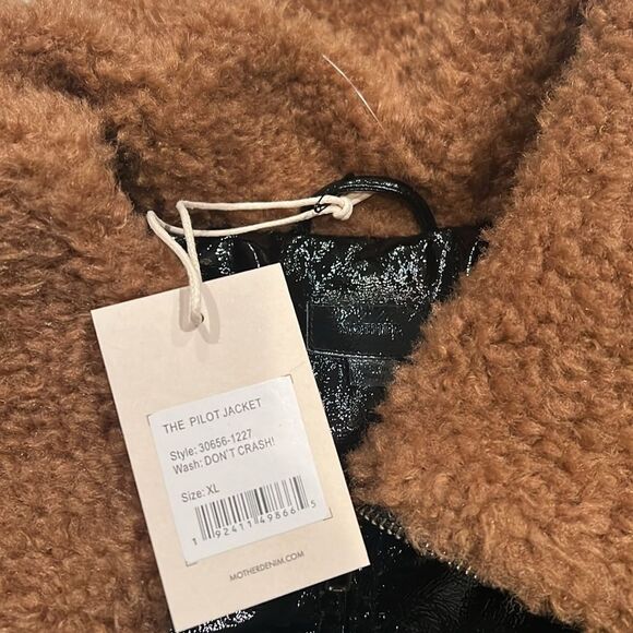 MOTHER Pilot Faux Patent Leather Jacket in Black,, NWT, Size XL - Picture 10 of 14